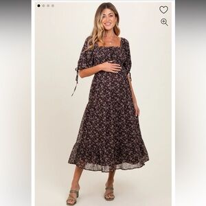 Brown Floral Midi Dress